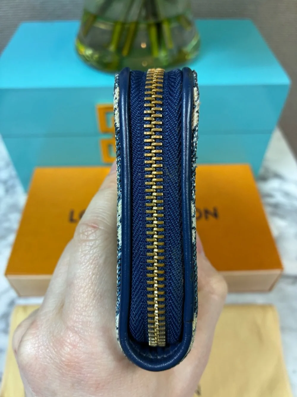 Louis Vuitton Blue Denim Monogram Long Zippy Wallet - Excellent Pre-Loved EUC - Picture 3 of 16